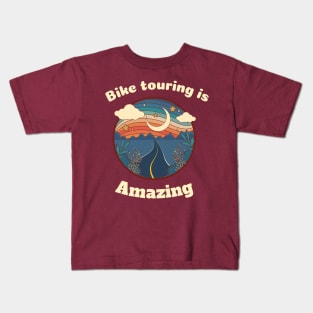 Bike touring is amazing. Kids T-Shirt